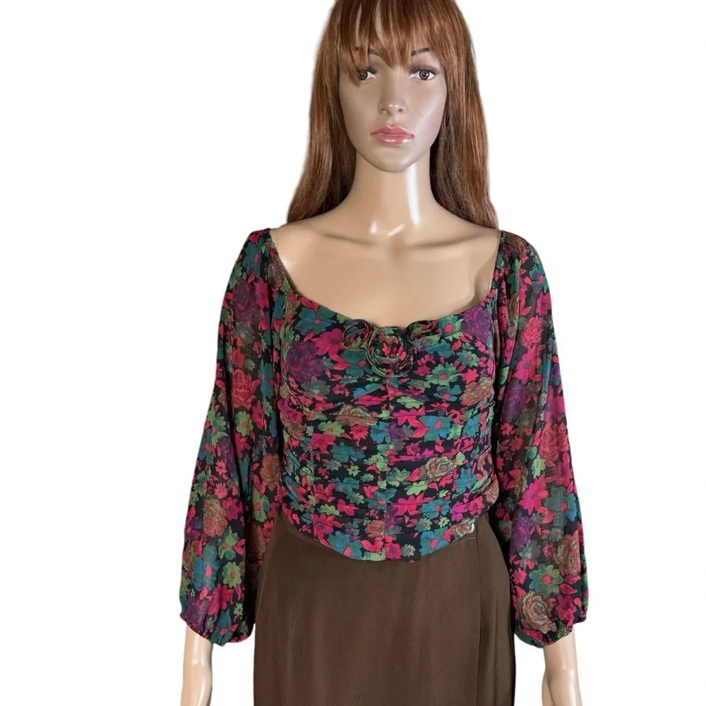 New Free People Oh Lala Floral Crop Top Size XS